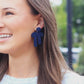 Navy Beaded Bow Earrings