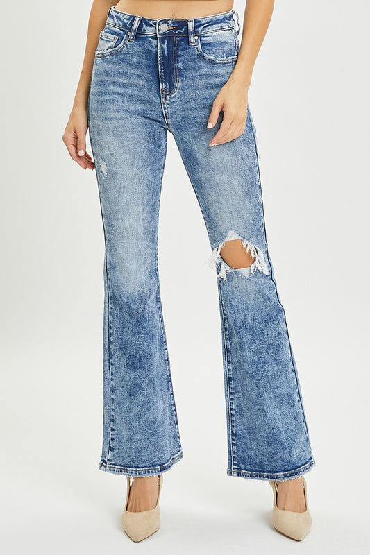 Risen High Rise Distressed Knee Flares