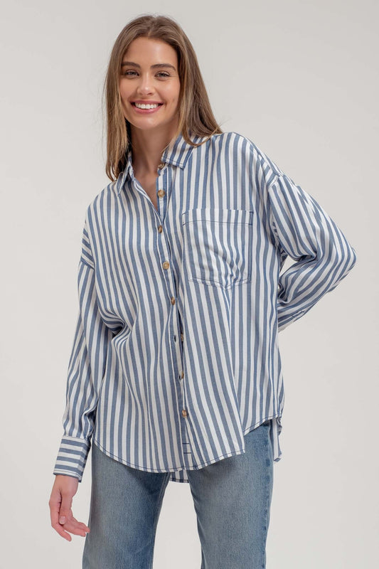 Denim Striped Button Down