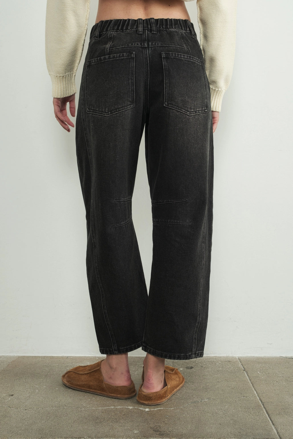 Black Denim Barrel Jeans