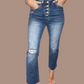 Risen High-Rise Ankle Straight Jeans