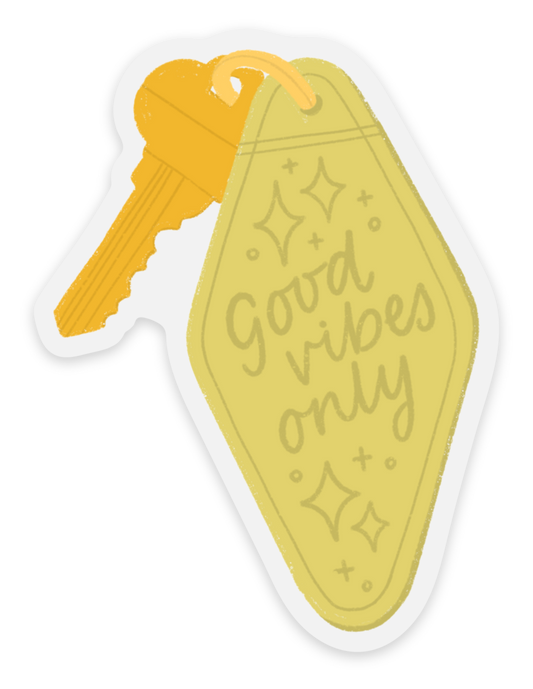 Clear Good Vibes Only Keychain Sticker