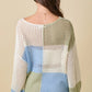 Colorblock Crochet Knit Sweater