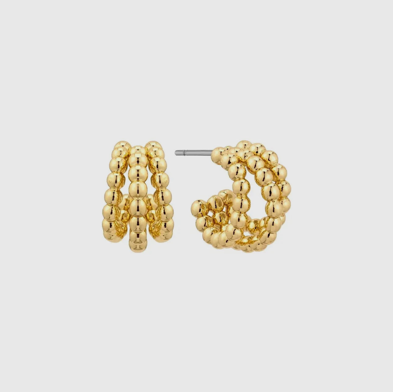 Mini Triple Gold Ball Hoop Earrings