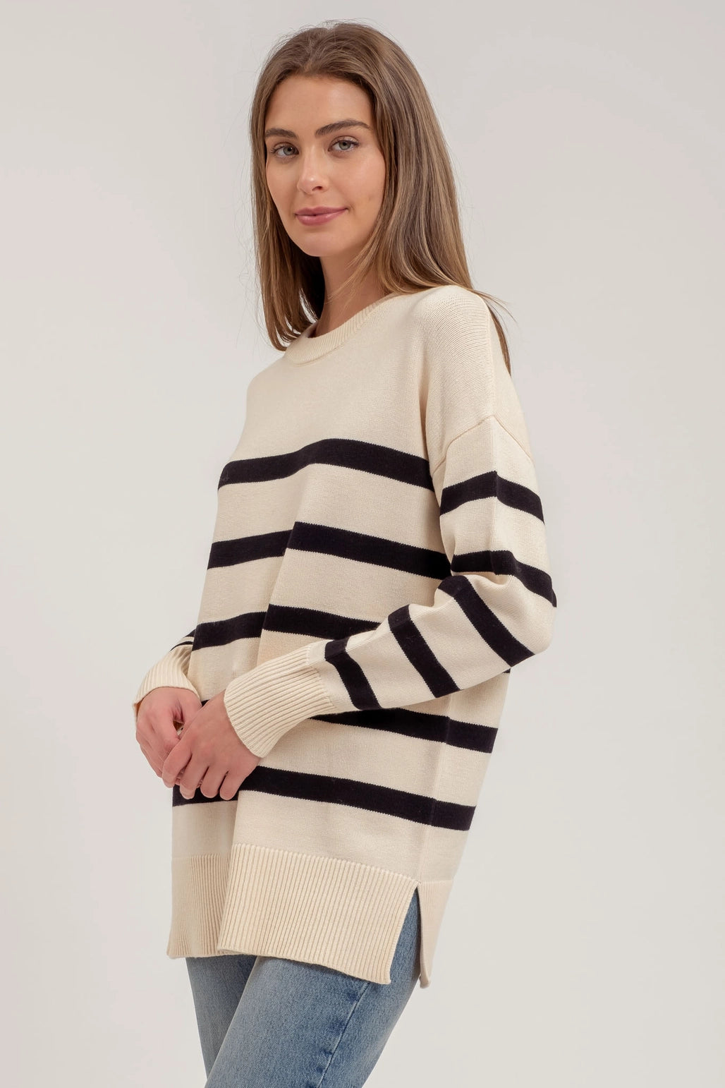 Ivory + Black Striped Sweater