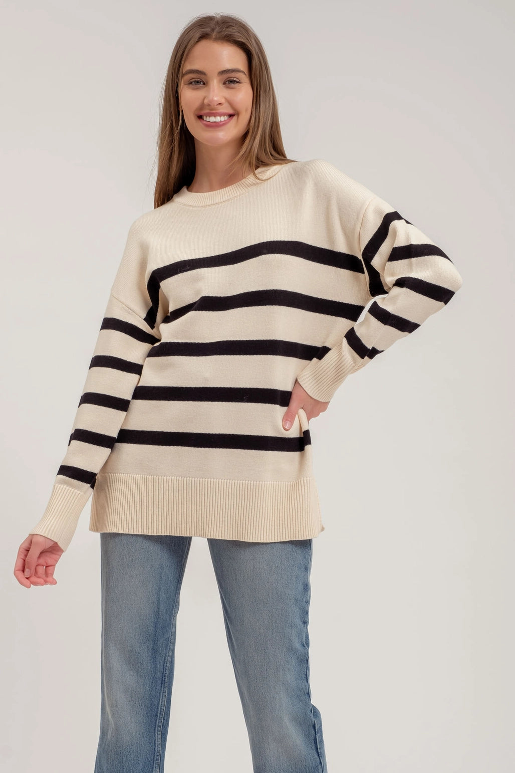 Ivory + Black Striped Sweater