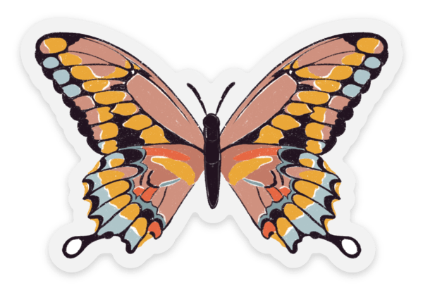 Clear Pink Swallowtail Butterfly Sticker